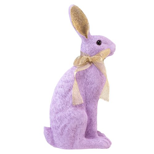 Floristik21 Hasenfigur Osterhasen Deko Hase Sitzend Lila Gold H35cm