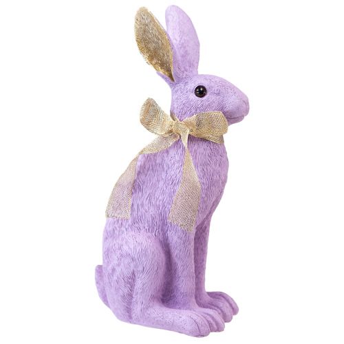 Floristik21 Hasenfigur Osterhasen Deko Hase Sitzend Lila Gold H35cm
