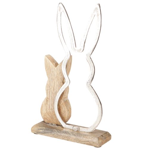 Artikel Hasenmutter mit Kind Osterdeko Natur Silber Holz 26,5cm