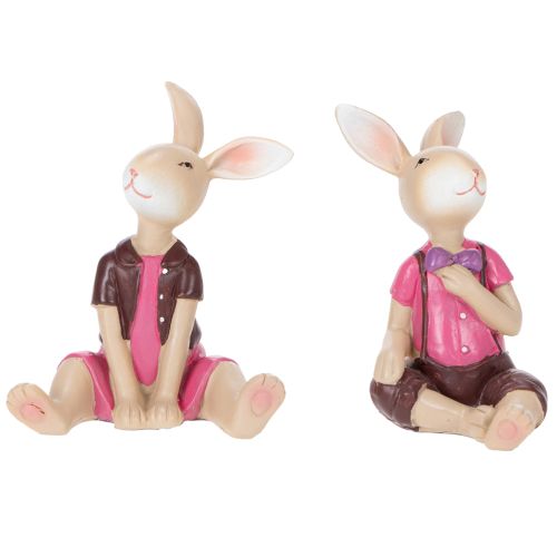 Artikel Osterhasen Figuren Set 4-teilig 9cm Rosa Braun Deko für Tisch & Frühling