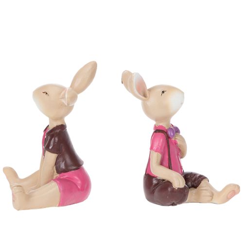 Artikel Osterhasen Figuren Set 4-teilig 9cm Rosa Braun Deko für Tisch & Frühling