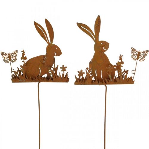 Floristik21 Hase Blumenstecker Rost Dekostecker Metall Ostern 11cm 4St