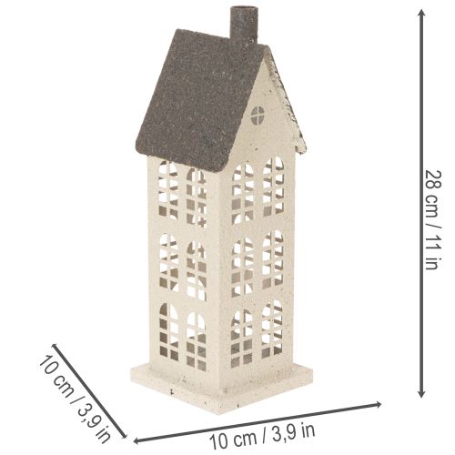 Dekohaus aus Metall 28cm Beige mit grauem Dach für Innenbereiche | Floristik21.de