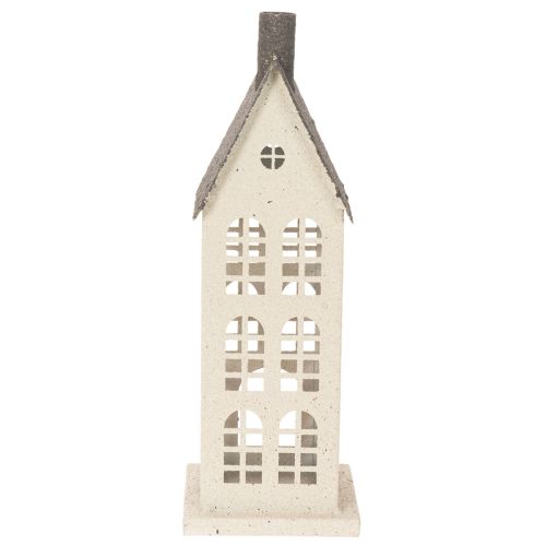Dekohaus aus Metall 28cm Beige mit grauem Dach für Innenbereiche | Floristik21.de
