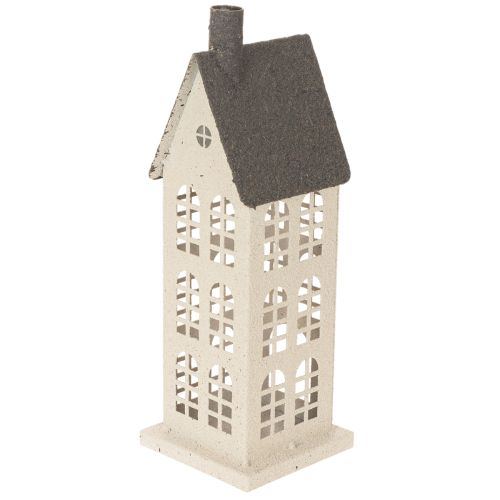 Dekohaus aus Metall 28cm Beige mit grauem Dach für Innenbereiche | Floristik21.de