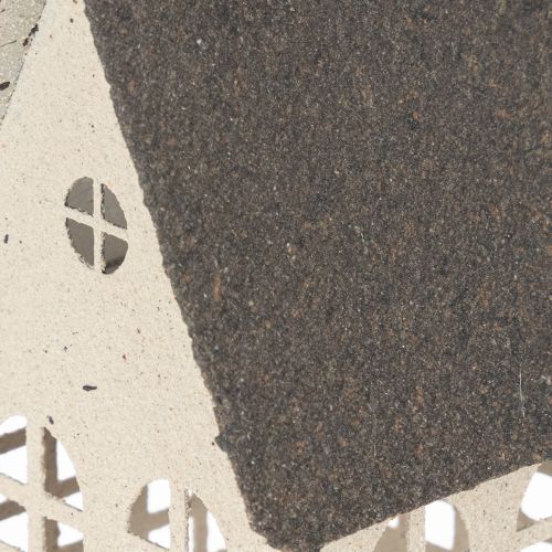 Dekohaus aus Metall 28cm Beige mit grauem Dach für Innenbereiche | Floristik21.de