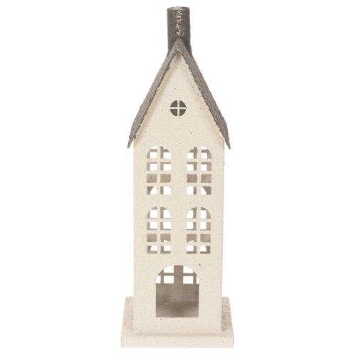 Dekohaus aus Metall 28cm Beige mit grauem Dach für Innenbereiche | Floristik21.de