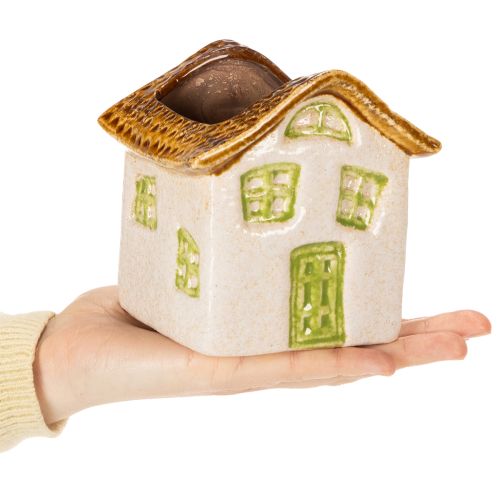 Artikel Rustikales Keramik-Häuschen Teelichthalter 11cm für gemütliche Dekoration