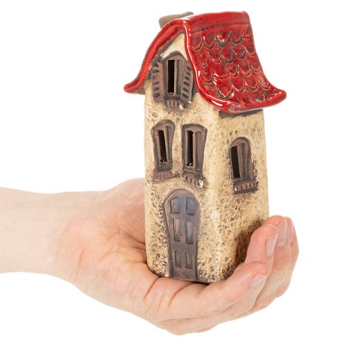 Set Keramikhaus Dekoration 15cm rot-braun 2-teilig für Innenbereiche | Floristik21.de
