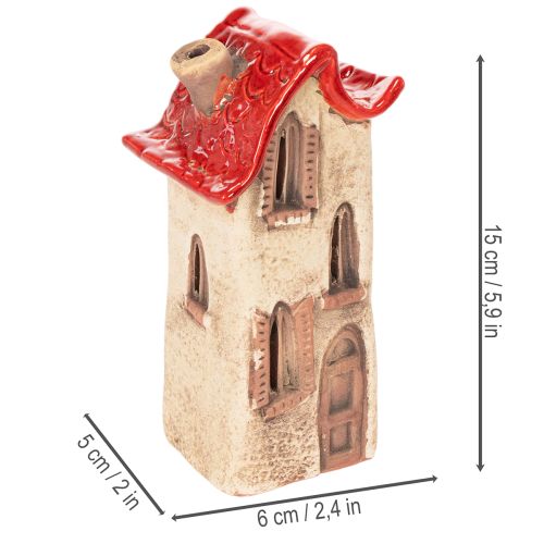 Set Keramikhaus Dekoration 15cm rot-braun 2-teilig für Innenbereiche | Floristik21.de