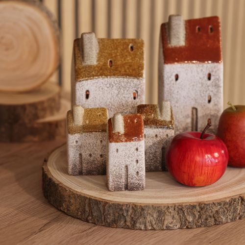 Artikel Dekohaus Set Keramik Miniatur Häuser 9 cm Braun 3 Stück