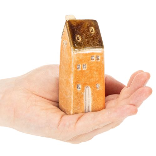 Keramik Miniaturhaus 10 cm, 3-tlg., braune Dächer, Innenbereich | Floristik21.de