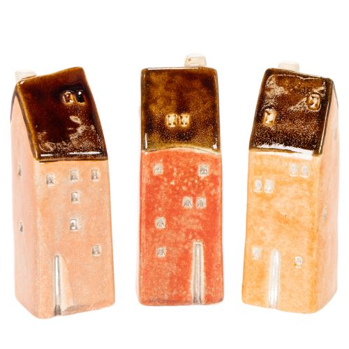 Dekohaus Keramik Set Miniatur Häuschen 14 cm 3 Stück Innenbereich