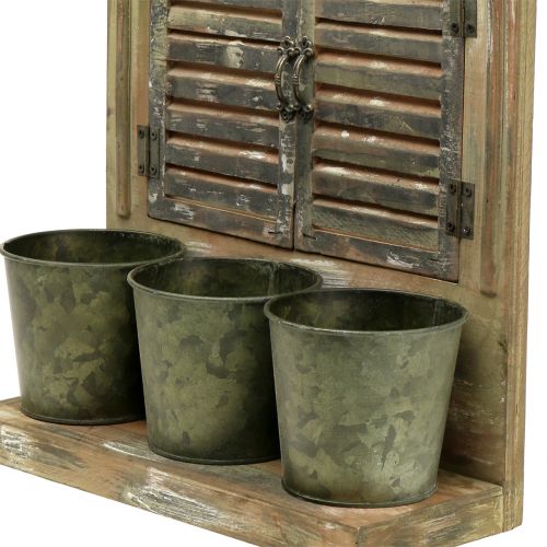 Floristik21 Deko-Fenster Holz mit 3 Blumentöpfen H49cm