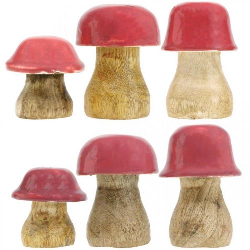 Floristik21 Herbstdeko Deko Pilze aus Holz Lila Holzpilze H5-7cm 6St