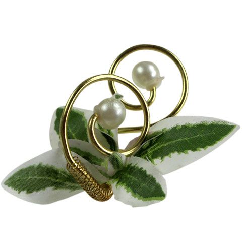 Floristik21 Hochzeitsanstecker mit Perlen, Gold 8cm 24St