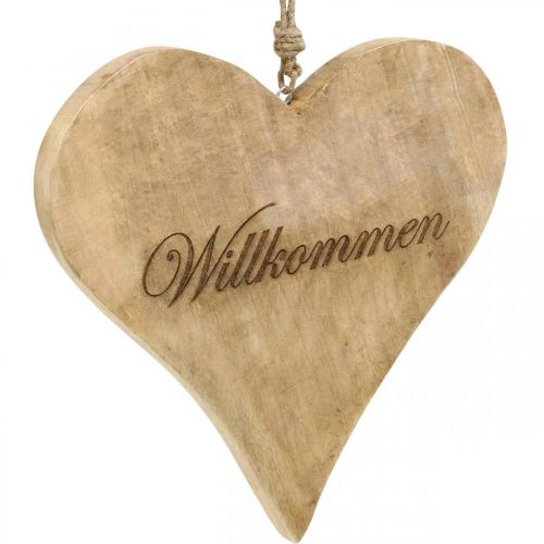 Floristik21 Herz aus Holz, Willkommen Schild, Dekoherz zum Hängen H24cm 2St