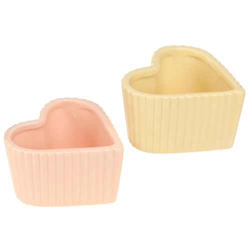 Floristik21 Herz Keramik Deko Schale Glänzend Orange Gelb 11×10×6cm - Set 6 Stk