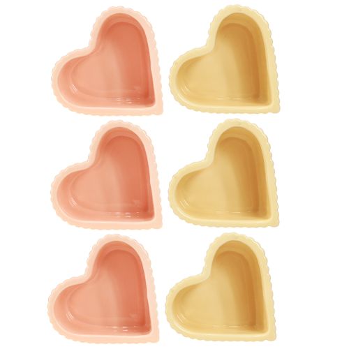 Artikel Herz Keramik Deko Schale Glänzend Orange Gelb 11×10×6cm - Set 6 Stk