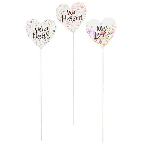 Artikel Herz-Pflanzenstecker aus Holz mit Sprüchen für Blumen & Geschenke 7x7cm 12er-Set