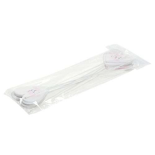 Artikel Herz am Stab 7cm Weiß, Rosa 12 St