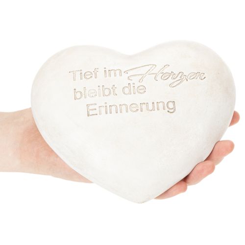 Grabdeko Herz Gedenkstein Polyresin 17x15 cm Grau mit Spruch | Floristik21.de