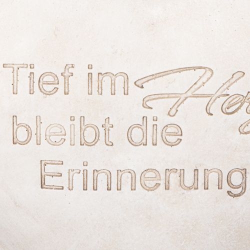 Grabdeko Herz Gedenkstein Polyresin 17x15 cm Grau mit Spruch | Floristik21.de