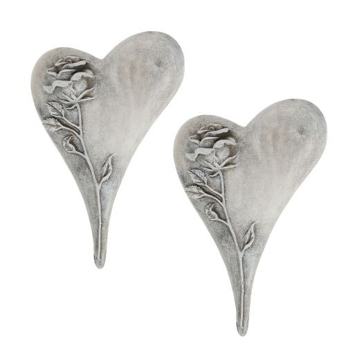 Herz mit Rose Grau 16,5cm x 10cm 2St Herz mit Rose Grau 16,5cm x 10cm 2St
