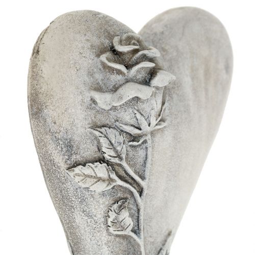 Herz mit Rose Grau 16,5cm x 10cm 2St