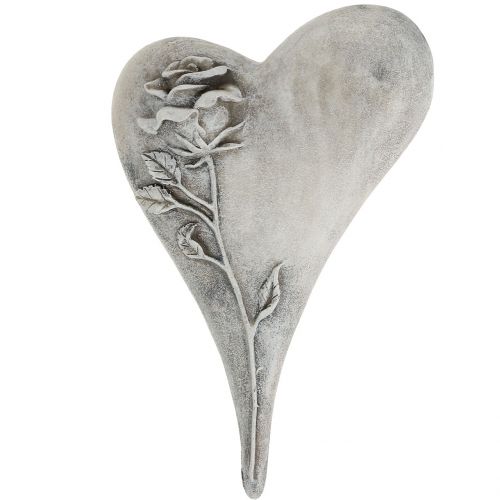 Herz mit Rose Grau 16,5cm x 10cm 2St