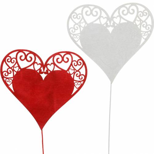 Floristik21 Herz am Stab, Dekostecker Herz, Hochzeitsdeko, Valentinstag, Herzdeko 16 St