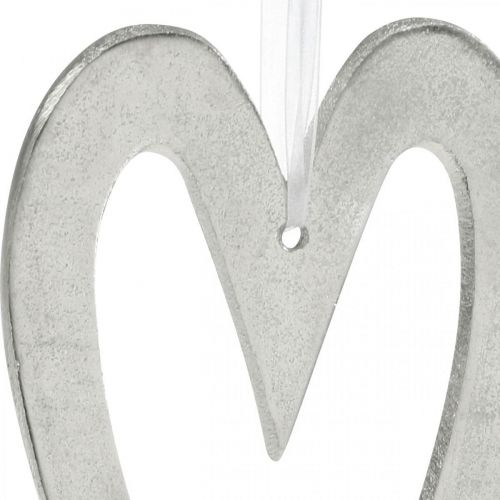 Deko Herz zum Aufhängen Silbern Aluminium Hochzeitsdeko 22×12cm