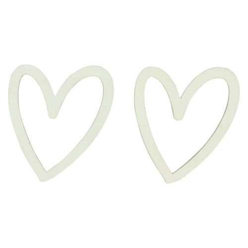 Floristik21 Herz Deko Streudeko Herzen Holz Tischdeko Creme 4,5cm 48 St