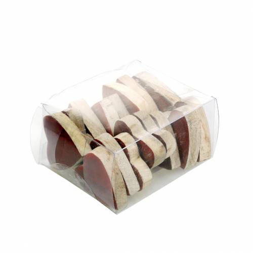 Floristik21 Herzen aus Mangoholz Glasiert Natur, Rot 4,3cm × 4,6cm 16 St