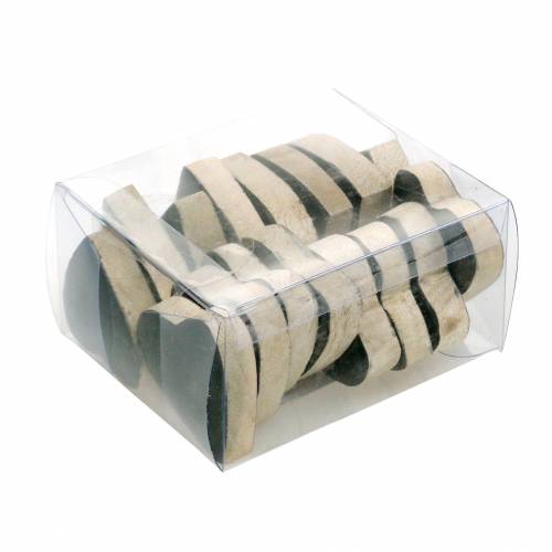 Floristik21 Herzen aus Mangoholz Glasiert Natur, Schwarz 4,3cm × 4,6cm 16 St