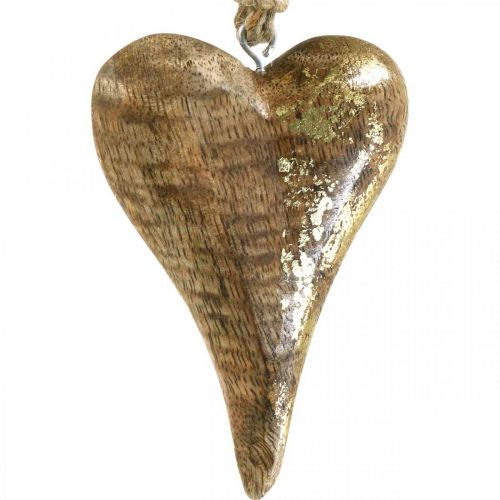 Holzherzen mit Golddekor, Mangoholz, Deko-Anhänger 10cm × 7cm 8St