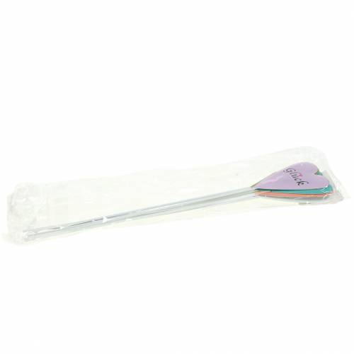 Floristik21 Herz am Stab mit Spruch Bunt sortiert Metall 4cm 8 St