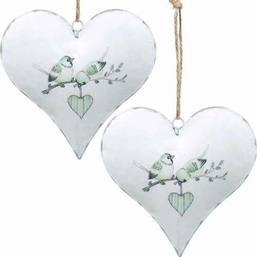 Dekohänger Herz mit Vogelmotiv, Herz-Deko zum Valentinstag, Metallanhänger Herzform 4St