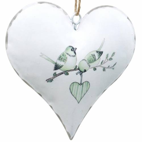 Floristik21 Dekohänger Herz mit Vogelmotiv, Herz-Deko zum Valentinstag, Metallanhänger Herzform 4St