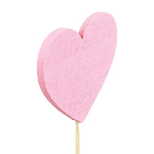 Floristik21 Blumenstecker Holz Herz Dekostecker Rosa 6,5×6cm 10St
