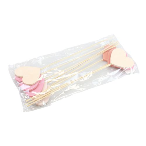 Floristik21 Blumenstecker Holz Herz Dekostecker Rosa 6,5×6cm 10St