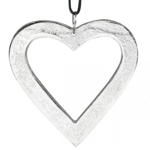Herz zum Hängen, Metalldeko, Weihnachten, Hochzeitsdeko Silbern 11×11cm