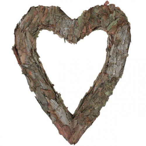 Artikel Deko Herz offen Pinienrinde Herbstdeko Grabschmuck 30×24cm