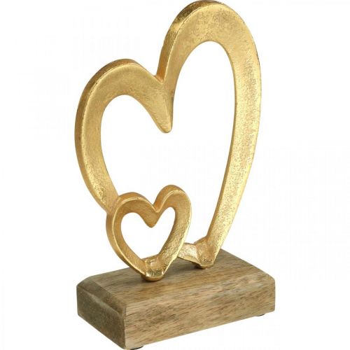 Metallherzen, Tischdekoration, Valentinstag, Hochzeitsdeko Golden, Natur H19cm
