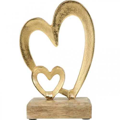 Floristik21 Metallherzen, Tischdekoration, Valentinstag, Hochzeitsdeko Golden, Natur H19cm
