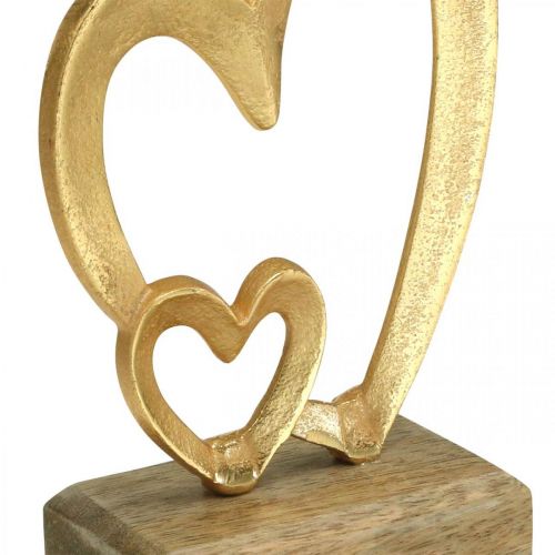 Floristik21 Metallherzen, Tischdekoration, Valentinstag, Hochzeitsdeko Golden, Natur H19cm