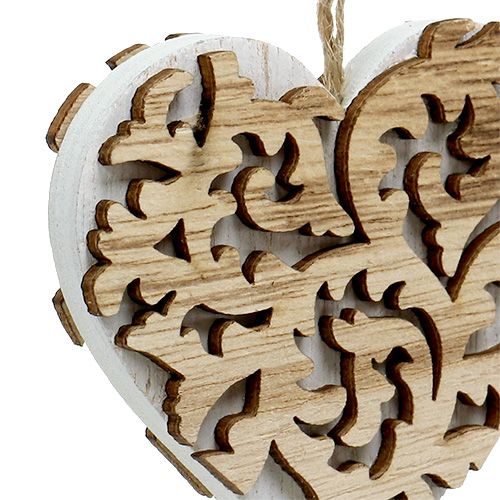 Artikel Herzen aus Holz 8cm Natur, Weiß 10St