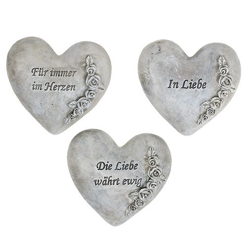 Floristik21 Herzen mit Spruch Grau 13cm x 12cm 3 St