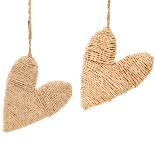 Herzen zum Hängen Hanf Bast Deko Natur H10,5cm 8 St – Boho Stil & Floristik21