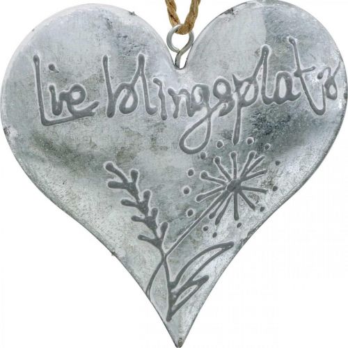 Floristik21 Dekoherzen, Metallanhänger, Willkommen, Lieblingsplatz, Pusteblume H10cm Weiß, Silbern 4St